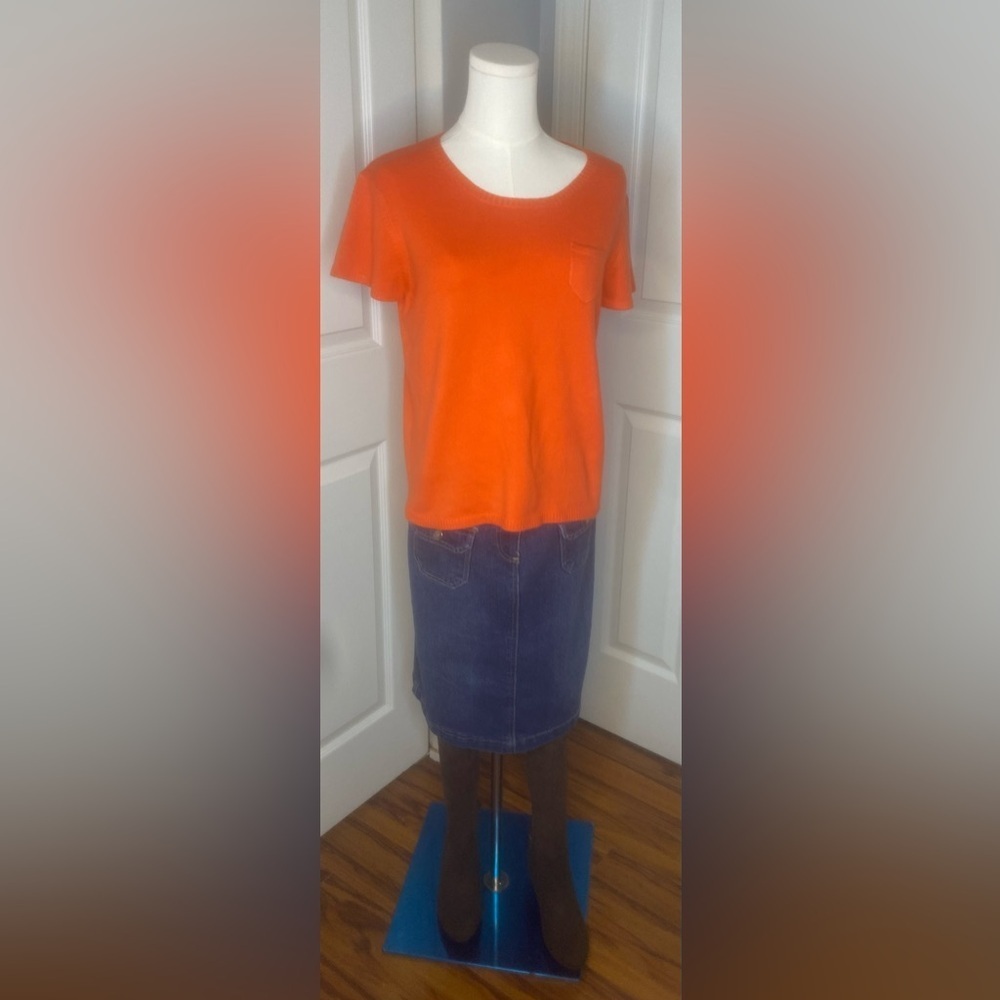 Bright Orange Women's Short Sleeve Sweater